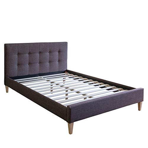 Homestyle4u 1735, Bett Doppelbett Polsterbett 180x200 cm mit Lattenrost Kopfteil Polster Braun von Homestyle4u