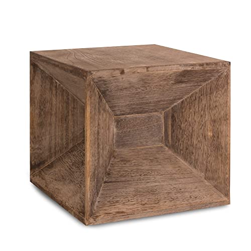 Homestyle4u 1772, Hocker Beistelltisch Holz Sitzwürfel Sitzhocker Würfel Cube Nachttisch Braun Grau Vintage von Homestyle4u