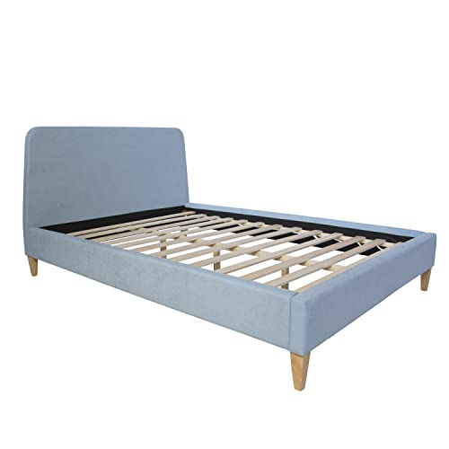 Homestyle4u 1832, Bett Polsterbett 140x200 mit Lattenrost Blau Doppelbett Bettgestell Bettrahmen Schlafzimmer von Homestyle4u