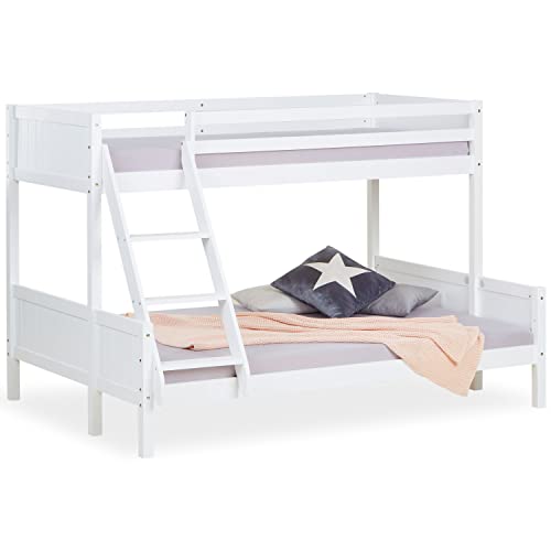 Homestyle4u 1898, Kinderbett Etagenbett 90x200 und 140x200, Hochbett Weiß, Holz Kiefer von Homestyle4u