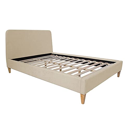 Homestyle4u 2011, Bett Polsterbett 140x200 Beige Creme mit Lattenrost Bettgestell Doppelbett Bettrahmen Schlafzimmer von Homestyle4u