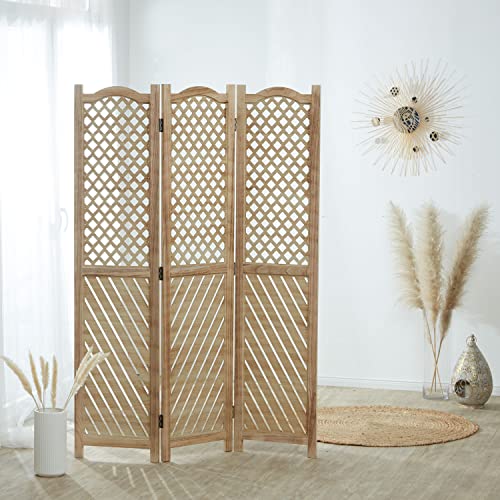 Homestyle4u 2014, Paravent Raumteiler 3 teilig Holz Trennwand spanische Wand Sichtschutz Natur von Homestyle4u