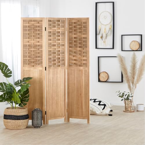 Homestyle4u 2019, Paravent Raumteiler Holz Hell Braun 3 teilig Rattan Optik Trennwand Sichtschutz Homestyle4u 2019, Paravent Raumteiler Holz Hell Braun 3 teilig Rattan Optik Trennwand Sichtschutz von Homestyle4u