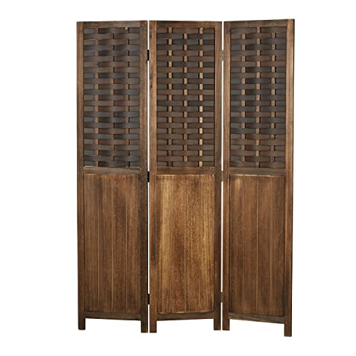Homestyle4u 2023, Paravent Raumteiler Holz Dunkel Braun 3 teilig Rattan Optik Trennwand Sichtschutz von Homestyle4u