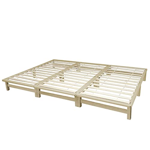 Homestyle4u 2049, Familienbett Palettenbett 270 x 200 cm Massivholzbett Palettenmöbel Bett Holzbett Futonbett Natur von Homestyle4u