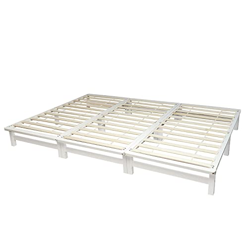 Homestyle4u 2050, Familienbett Palettenbett 270 x 200 cm Massivholzbett Palettenmöbel Bett Holzbett Futonbett Weiß von Homestyle4u