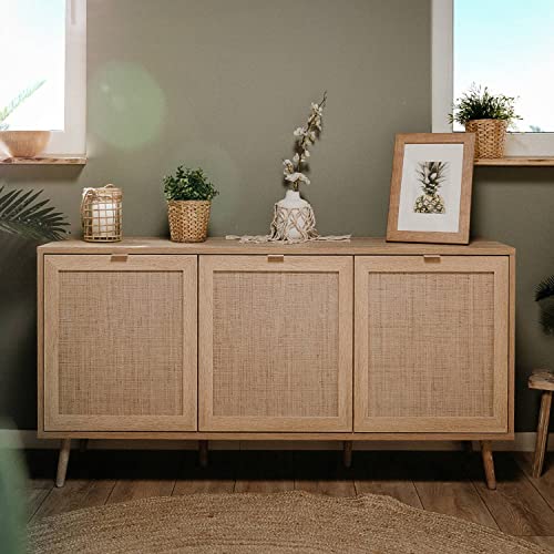 Homestyle4u 2108, Kommode Sideboard Schrank Mit Türen Braun Holz Highboard Anrichte Wohnzimmer Schlafzimmer von Homestyle4u