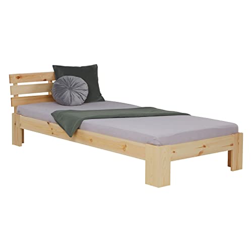 Homestyle4u 2191, Einzelbett Holzbett 90x200 mit Lattenrost Natur Kiefer Bett Bettgestell Massivholz von Homestyle4u