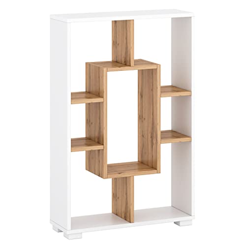 Homestyle4u 2235, Raumteiler Regal Weiß Standregal Bücherregal 7 Fächer Wandregal Regal Holz Holzregal Modern von Homestyle4u