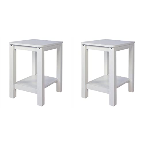 Homestyle4u 2270, Holzhocker Hocker Holz Weiß 2 Stück Sitzhocker 2er Set Tischhocker Kniehocker Kiefer Massivholz von Homestyle4u