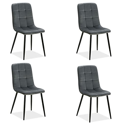 Homestyle4u 2328, 4er Set Esszimmerstühle Stuhl Sessel Samt Wohnzimmer Küchenstuhl Polsterstuhl Grau Anthrazit 4 Stück von Homestyle4u