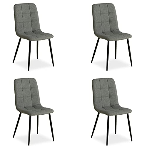 Homestyle4u 2331, 4er Set Esszimmerstühle Stuhl Sessel Stoff Wohnzimmer Küchenstuhl Polsterstuhl Grau Anthrazit 4 Stück von Homestyle4u