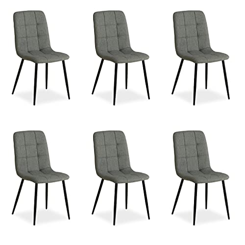 Homestyle4u 2332, 6er Set Esszimmerstühle Stuhl Sessel Stoff Wohnzimmer Küchenstuhl Polsterstuhl Grau Anthrazit 6 Stück von Homestyle4u