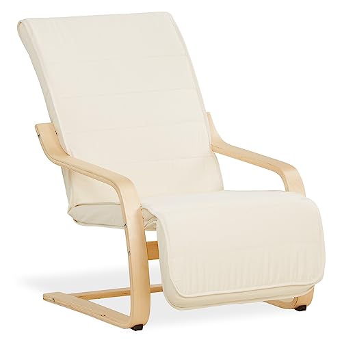 Homestyle4u 2406, Relaxsessel mit Liegefunktion Schwingstuhl mit Armlehne Schwingsessel Wohnzimmer Bezug Beige Creme von Homestyle4u