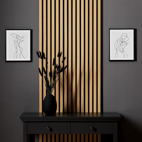 Homestyle4u 2411, Akustikpaneel 2er Set 60 x 120 cm in Holzoptik Eiche Natur Wandpaneel auf Filz 3D Wandverkleidung von Homestyle4u