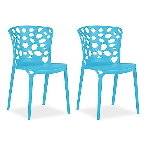 Homestyle4u 2456, Gartenstühle stapelbar 2er Set Blau Modern Kunststoff Outdoor Stuhl Balkonstuhl von Homestyle4u
