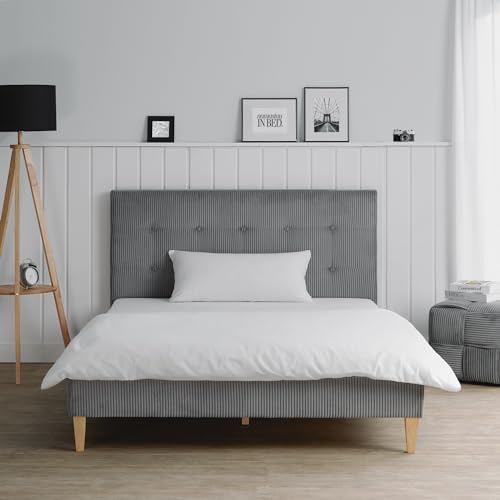 Homestyle4u 2592, Polsterbett 140x200 mit Lattenrost Doppelbett mit Rückenlehne Bett Cord Stoff Grau Homestyle4u 2592, Polsterbett 140x200 mit Lattenrost Doppelbett mit Rückenlehne Bett Cord Stoff Grau von Homestyle4u