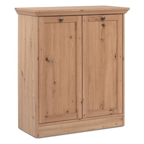 Homestyle4u 2746, Kommode Landhausstil 2 Türen Metallgriffe Holz Eiche Sideboard Anrichte Beistellschrank mit Stauraum von Homestyle4u