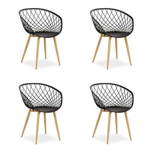Homestyle4u 2816, Küchenstühle mit Armlehne Gartenstühle 4er Set Schwarz Kunststoffstühle Esszimmer Balkonstuhl bequem von Homestyle4u