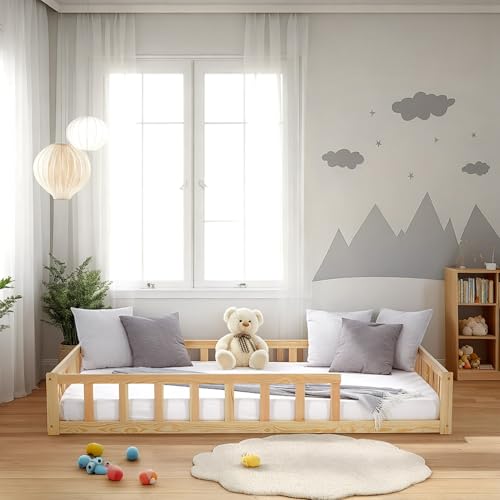 Homestyle4u Bodenbett 120x200 Natur Montessori Kinder Holzbett Kinderbett mit Rausfallschutz Lattenrost Homestyle4u Bodenbett 120x200 Natur Montessori Kinder Holzbett Kinderbett mit Rausfallschutz Lattenrost von Homestyle4u