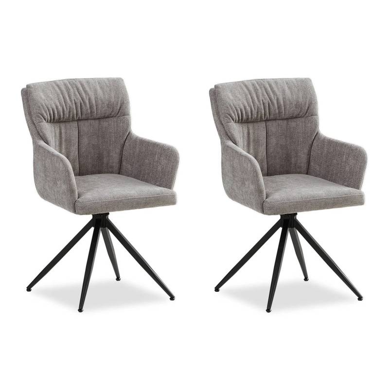 Homestyle4u 2er Set Polsterstühle Drehbar in Grau 2847 von Homestyle4u
