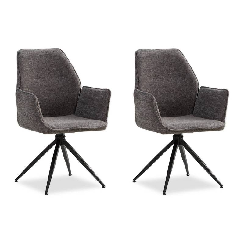 Homestyle4u 2er Set Polsterstühle Drehbar in Grau 2855 von Homestyle4u