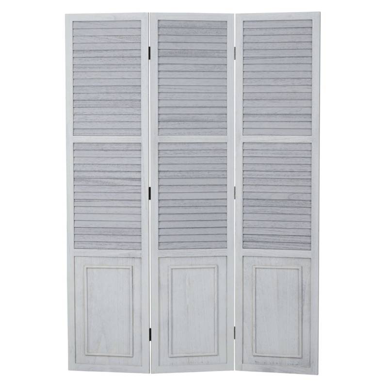 Homestyle4u 3-tlg. Paravent in Weiß Grau 120x170 cm 1363 von Homestyle4u