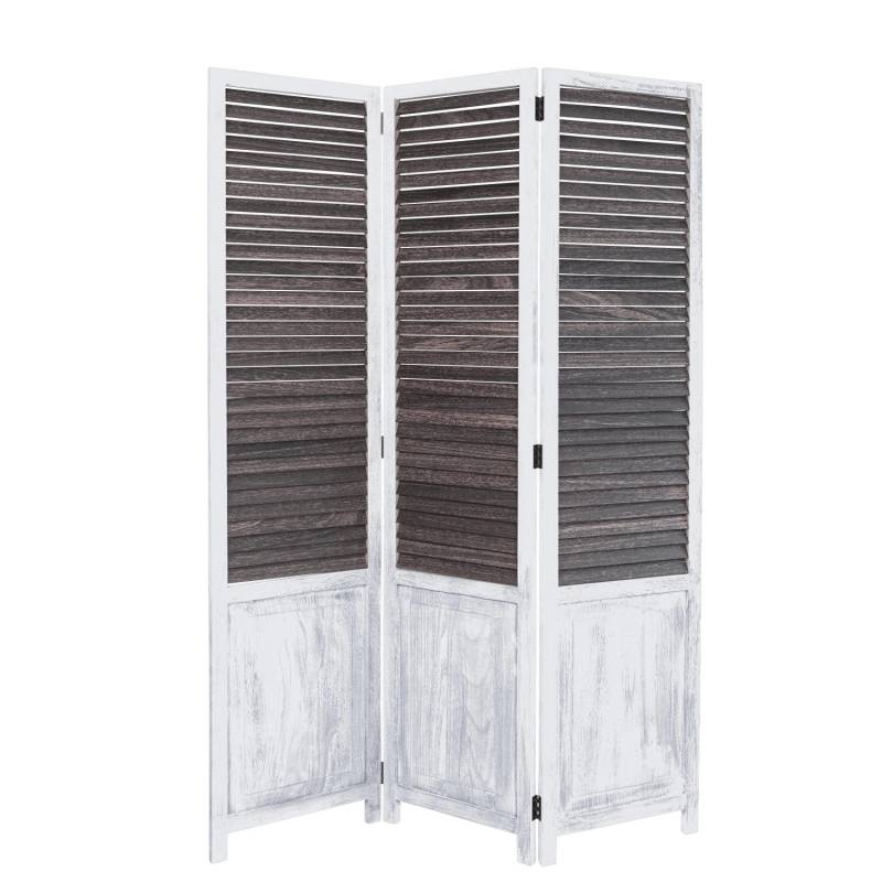 Homestyle4u 3-tlg. Paravent in Weiß mit Schwarz 120x170 cm 1365 von Homestyle4u