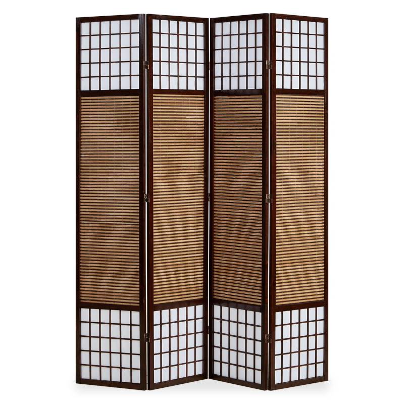 Homestyle4u 4-tlg. Paravent in Braun 172x200 cm 876 von Homestyle4u
