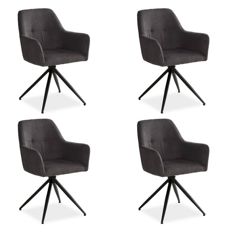 Homestyle4u 4er Set Polsterstühle Drehbar Esszimmer in Grau 2728 von Homestyle4u