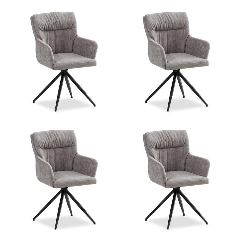 Homestyle4u 4er Set Polsterstühle Drehbar in Grau 2848 von Homestyle4u