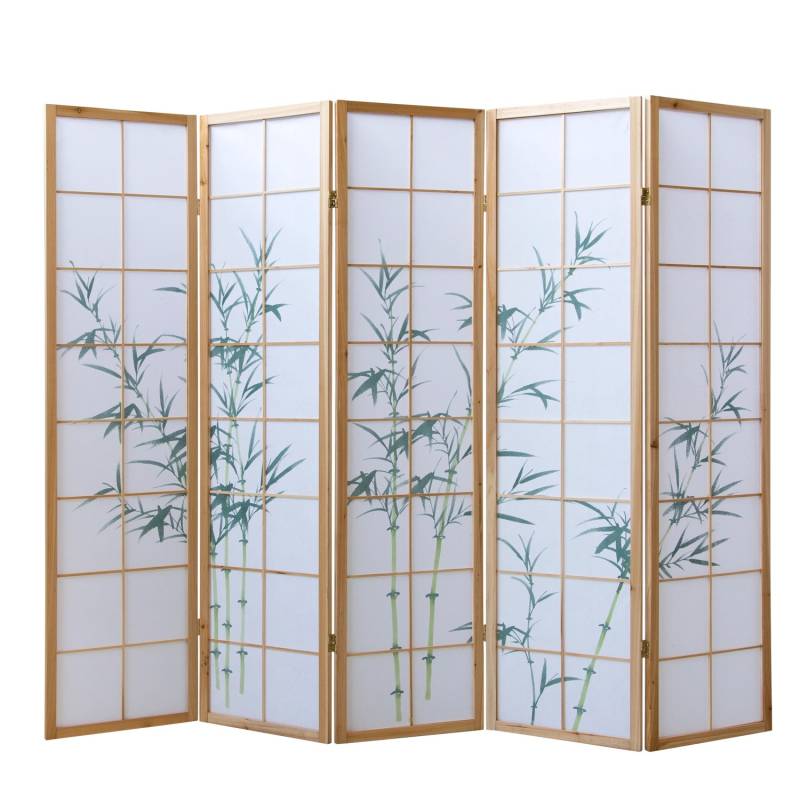 Homestyle4u 5-tlg. Paravent Shoji in Braun Bambusmuster 220x175 cm 266 von Homestyle4u
