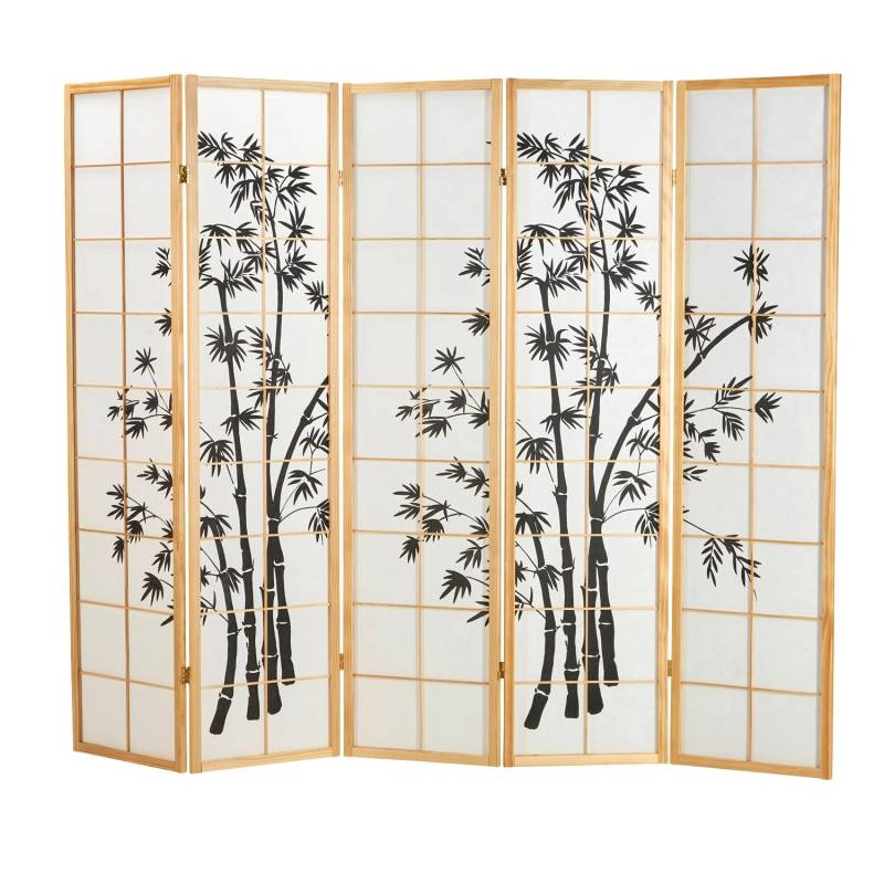 Homestyle4u 5-tlg. Paravent in Braun 220x179 cm 313 von Homestyle4u