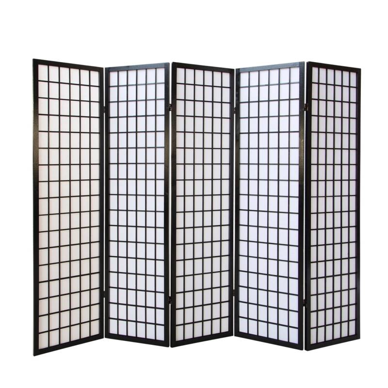 Homestyle4u 5-tlg. Paravent in Schwarz 220x175 cm 166 von Homestyle4u