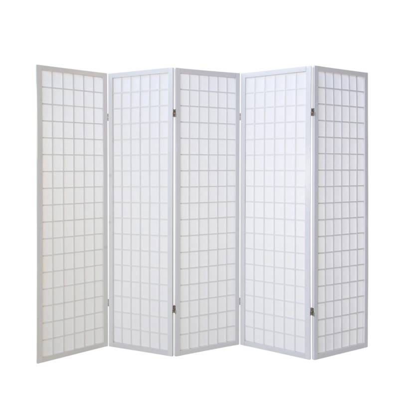 Homestyle4u 5-tlg. Paravent in Weiß 220x175 cm 262 von Homestyle4u