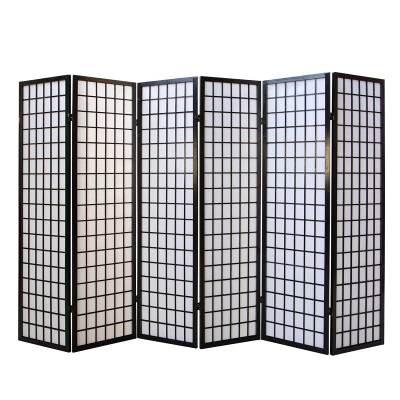 Homestyle4u 6-tlg Paravent in Schwarz 264x175 cm 275 von Homestyle4u