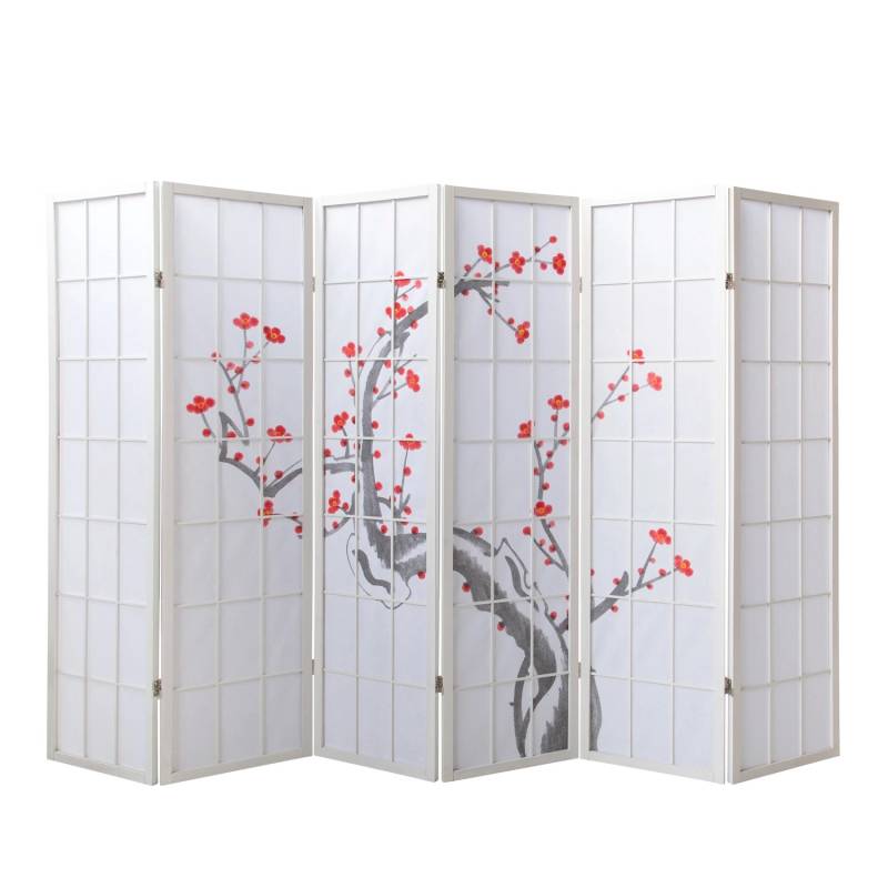 Homestyle4u 6-tlg. Paravent in Weiß 264x179 cm 340 von Homestyle4u