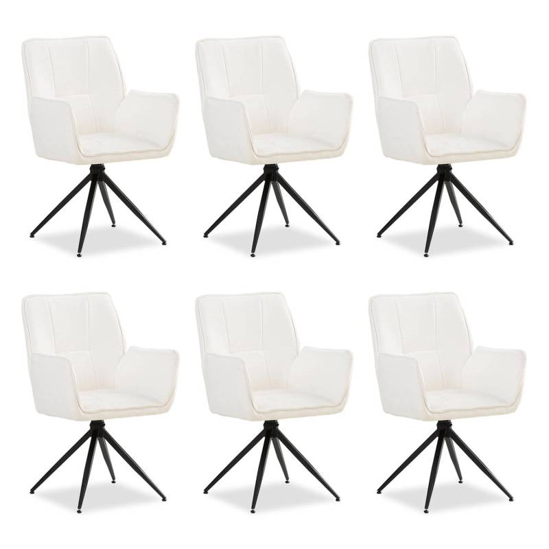 Homestyle4u 6er Set Polsterstühle Drehbar in Weiß 2861 von Homestyle4u