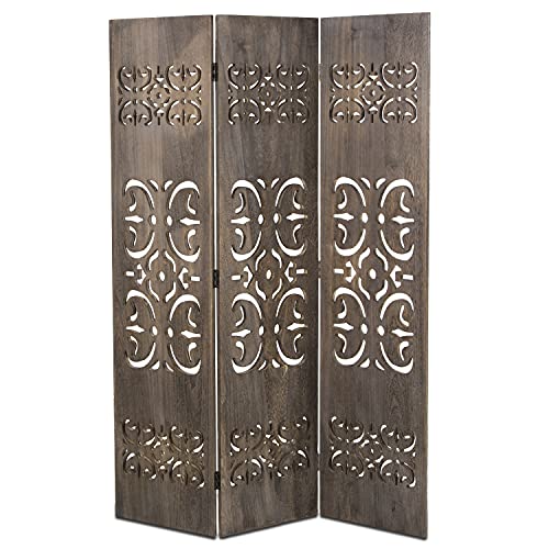 Homestyle4u Spanische Wand Raumteiler Trennwand Paravent 3 teilig Holz Schnitzerei Indoor 170 cm zusammenklappbar von Homestyle4u