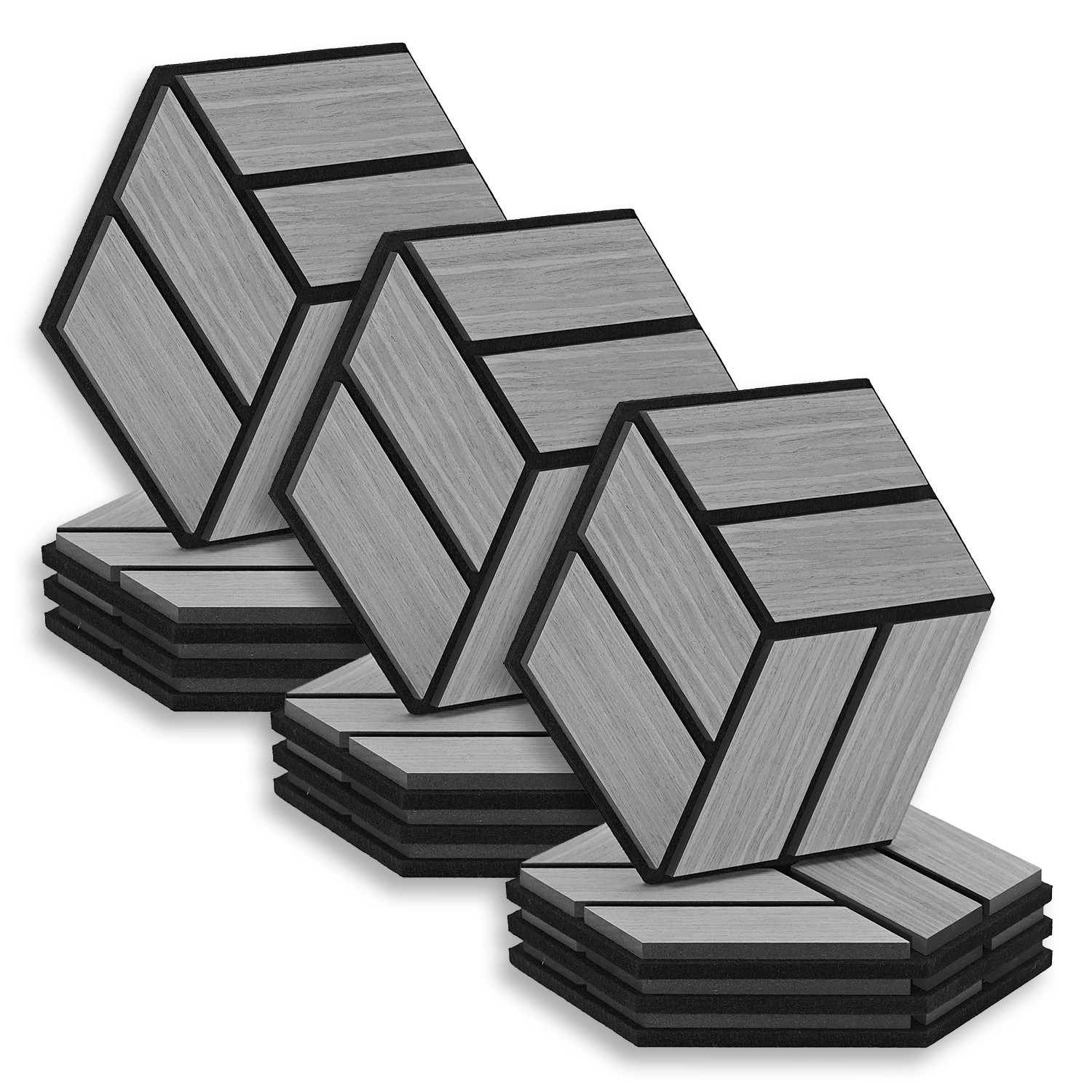 Homestyle4u Akustikpaneele 30 x 26 cm 12 Stück Grau Hexagon Wandpaneele Holz Homestyle4u Akustikpaneele 30 x 26 cm 12 Stück Grau Hexagon Wandpaneele Holz von Homestyle4u