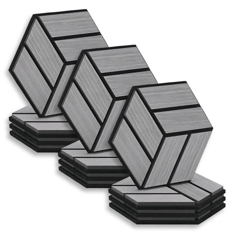 Homestyle4u Akustikpaneele 30 x 26 cm 12 Stück Grau Hexagon Wandpaneele Holz Homestyle4u Akustikpaneele 30 x 26 cm 12 Stück Grau Hexagon Wandpaneele Holz von Homestyle4u