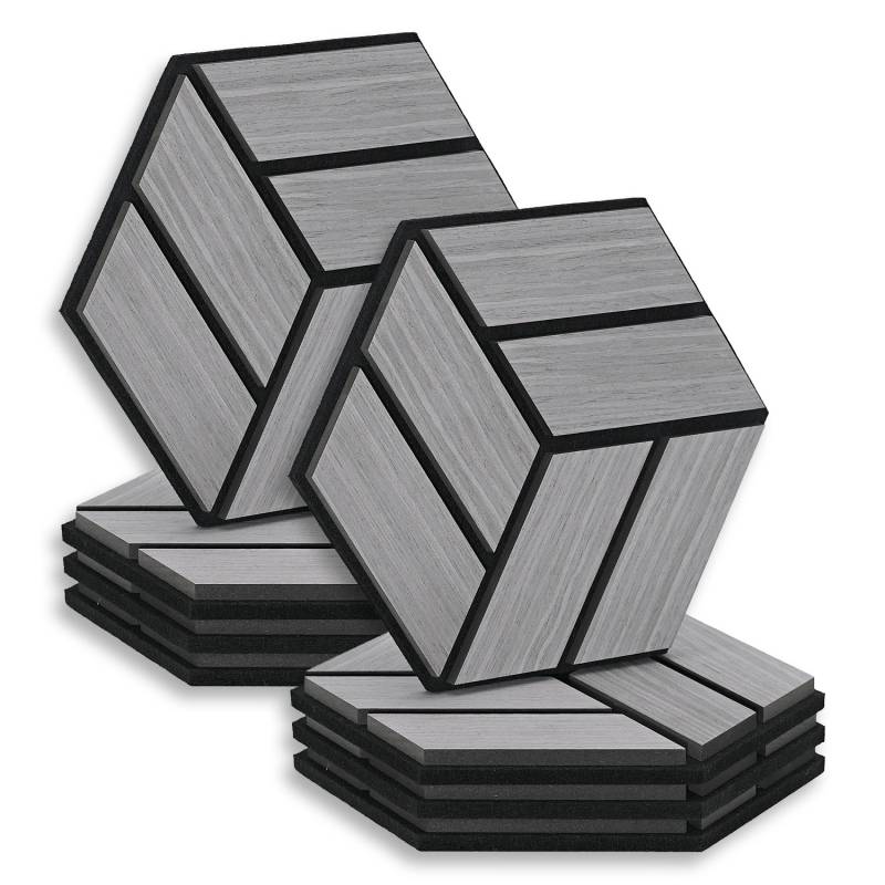 Homestyle4u Akustikpaneele 30 x 26 cm 8 Stück Grau Hexagon Wandpaneele Holz Homestyle4u Akustikpaneele 30 x 26 cm 8 Stück Grau Hexagon Wandpaneele Holz von Homestyle4u