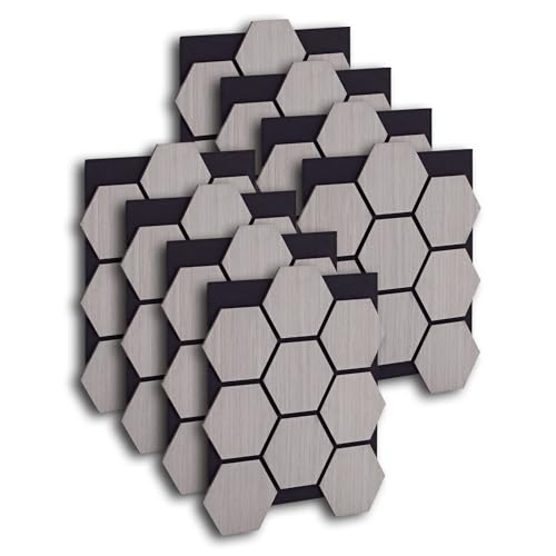Homestyle4u Akustikpaneele Holz 76x62 cm 8 Stück Hexagon Akustikplatten Schallschutz Wandpaneele 3D Grau Schalldämmung von Homestyle4u