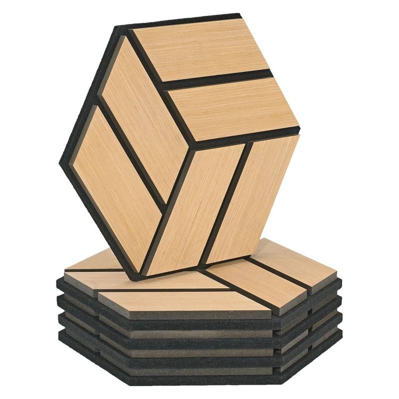Homestyle4u Akustikpaneele Natur 30 x 26 cm 5 Stück Hexagon Wandpaneele Holz von Homestyle4u