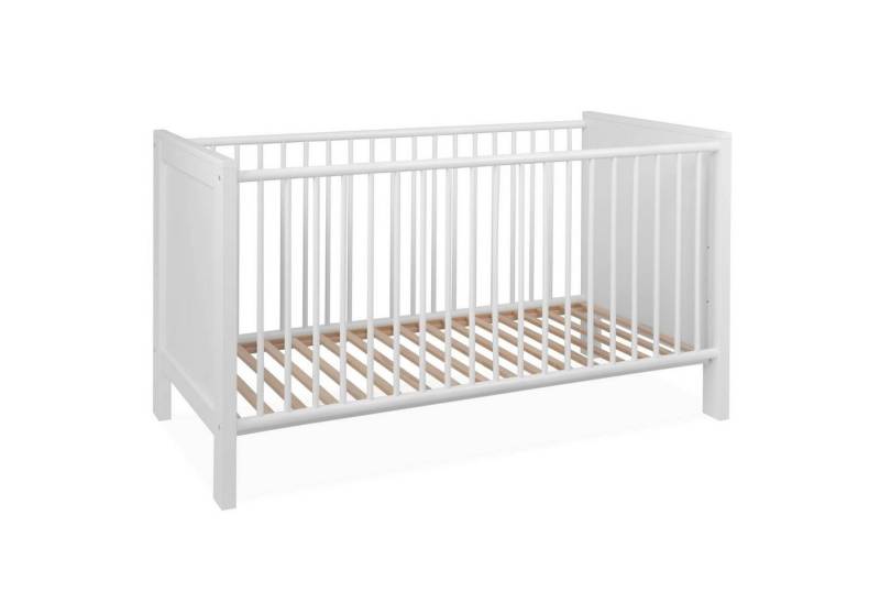 Homestyle4u Babybett 140x70 cm Kinderbett umbaubar Gitterbett Höhenverstellbar Holz Weiß von Homestyle4u