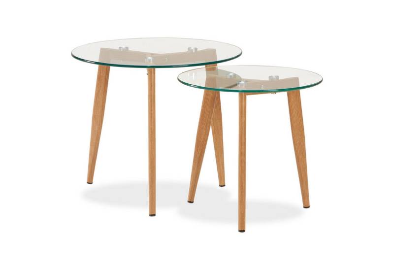 Homestyle4u Beistelltisch Couchtisch Glas Rund Set Wohnzimmertisch hochwertig Füße aus Metall (Set, 2 Tische, 2-St) von Homestyle4u