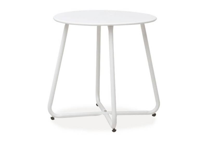 Homestyle4u Beistelltisch Gartentisch Rund Metall Balkontisch Tisch Kaffeetisch 45 cm, Weiß von Homestyle4u
