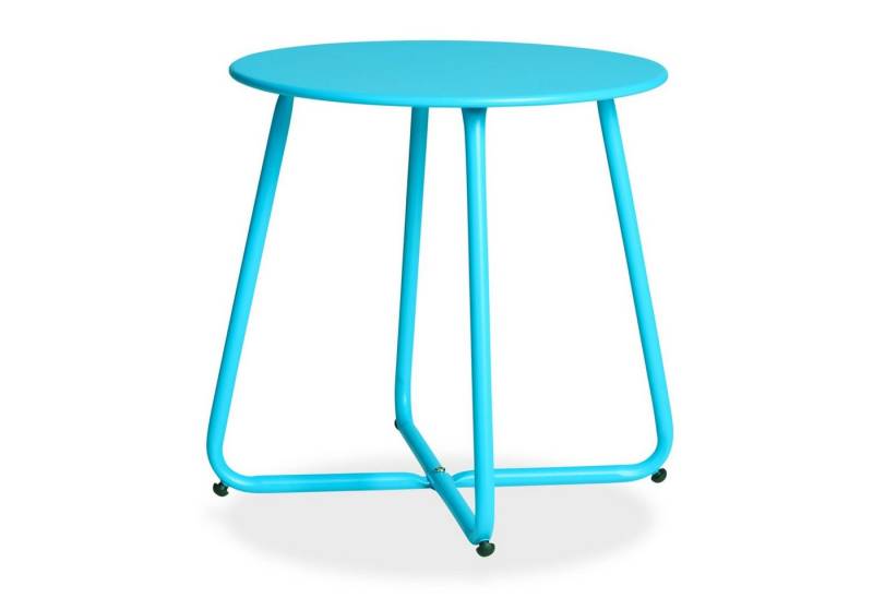 Homestyle4u Beistelltisch Gartentisch Rund Metall Balkontisch Tisch Kaffeetisch 45 cm, Blau von Homestyle4u