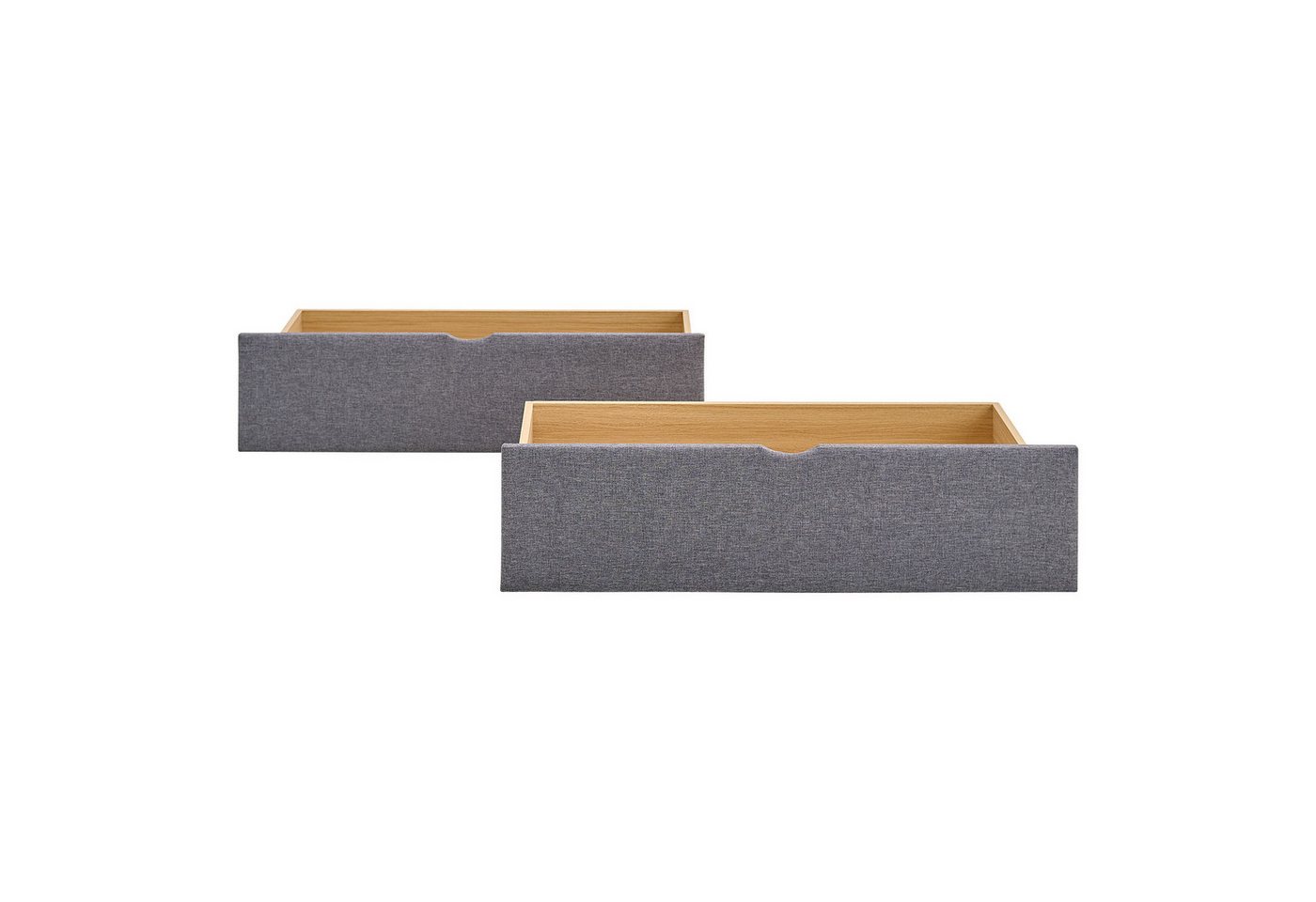 Homestyle4u Bettschubkasten Bettkasten Bett Schublade 2er Set Bettauszug Grau Stoffbezug (2er Set, 2x Bettkasten), B/H/T 99 x 26 x 37 cm, Stauraum von Homestyle4u