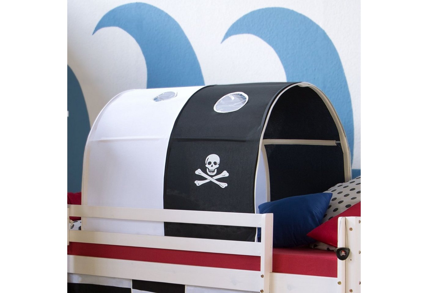 Homestyle4u Betttunnel für Hochbett Zelt Bettdach Höhle Kinderbett Fenster zum Klemmen Treppe, Pirat, Junge Homestyle4u Betttunnel für Hochbett Zelt Bettdach Höhle Kinderbett Fenster zum Klemmen Treppe, Pirat, Junge von Homestyle4u